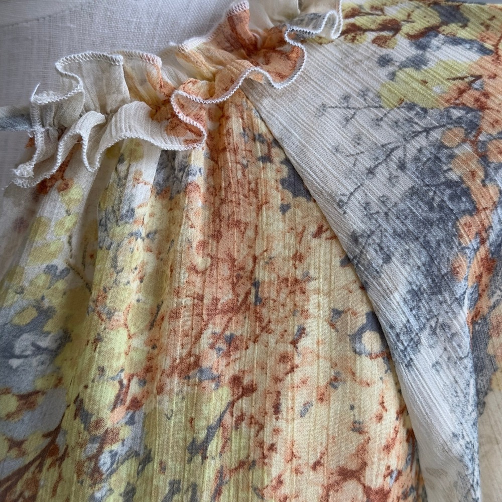 Romantic Feminine Boho INDIGO ROSE Floral Dress Size M Ruffle Cottage Flowy Knee - Picture 9 of 16
